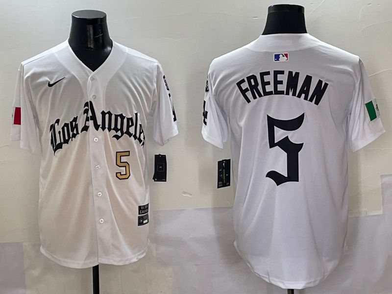 Men Los Angeles Dodgers #5 Freeman White Five generations Joint Name 2025 Nike MLB Jersey style 3->los angeles dodgers->MLB Jersey